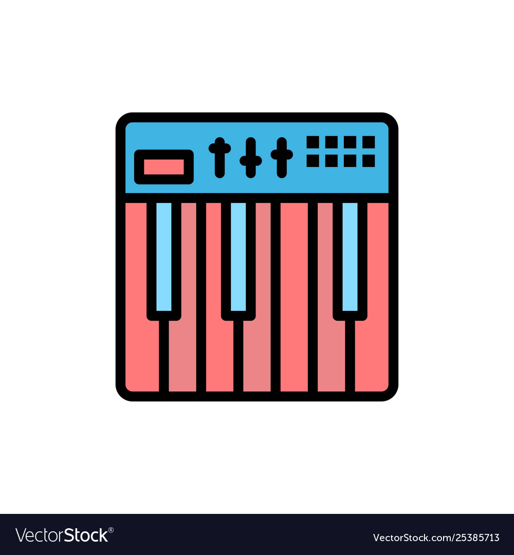 Controller hardware keyboard midi music flat vector image Controller hardware keyboard midi music flat
