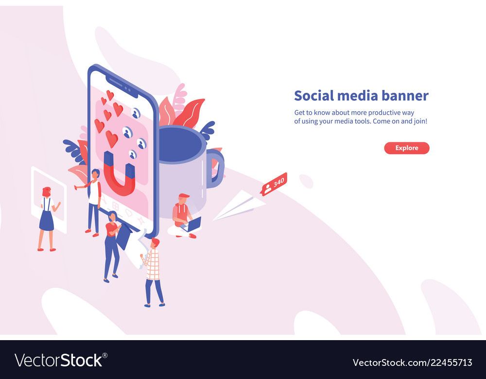 Creative horizontal web banner template with tiny vector image Creative horizontal web banner template with tiny