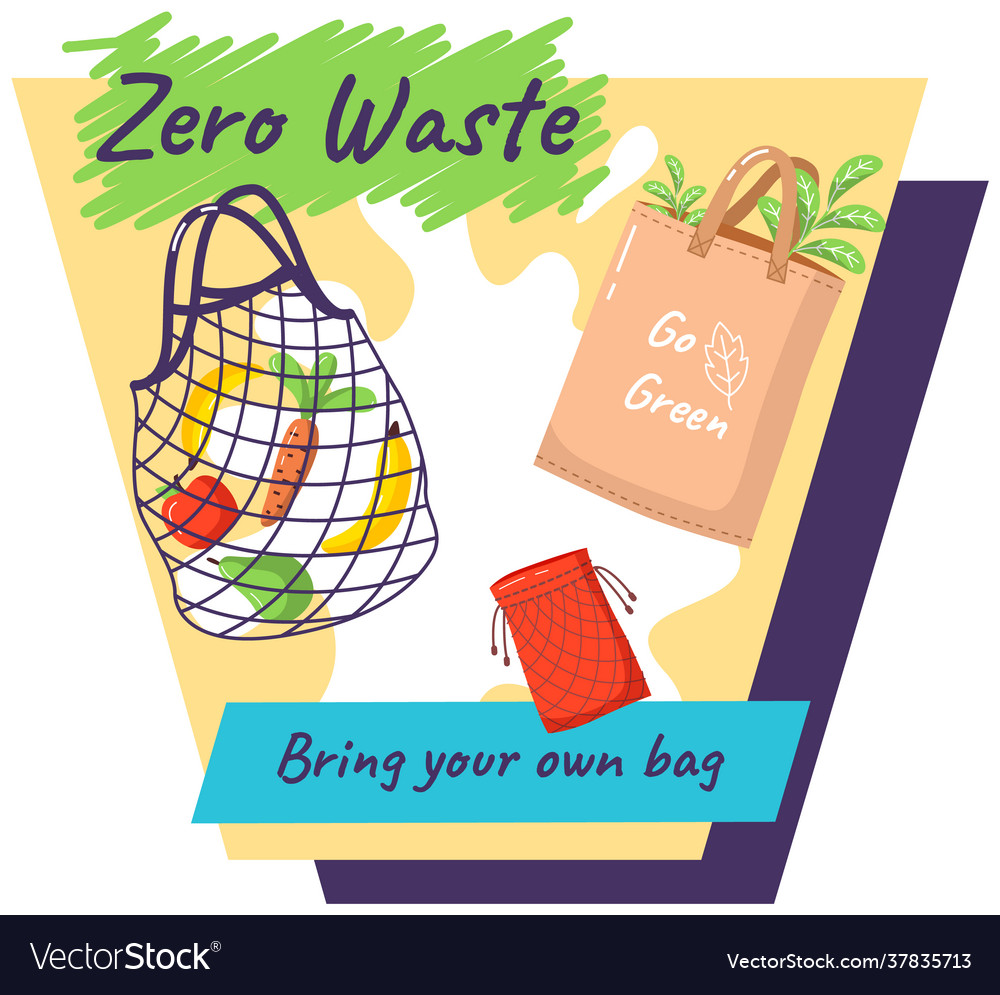 Fabric eco-friendly reusable bag with products Vector Image