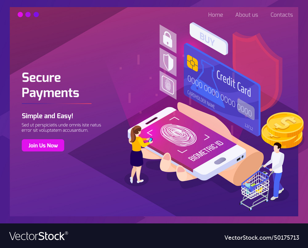 Financial technology isometric web page Royalty Free Vector