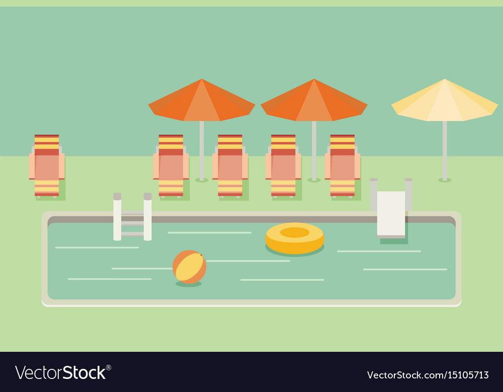 Flat pool hotel summer vacation Royalty Free Vector Image