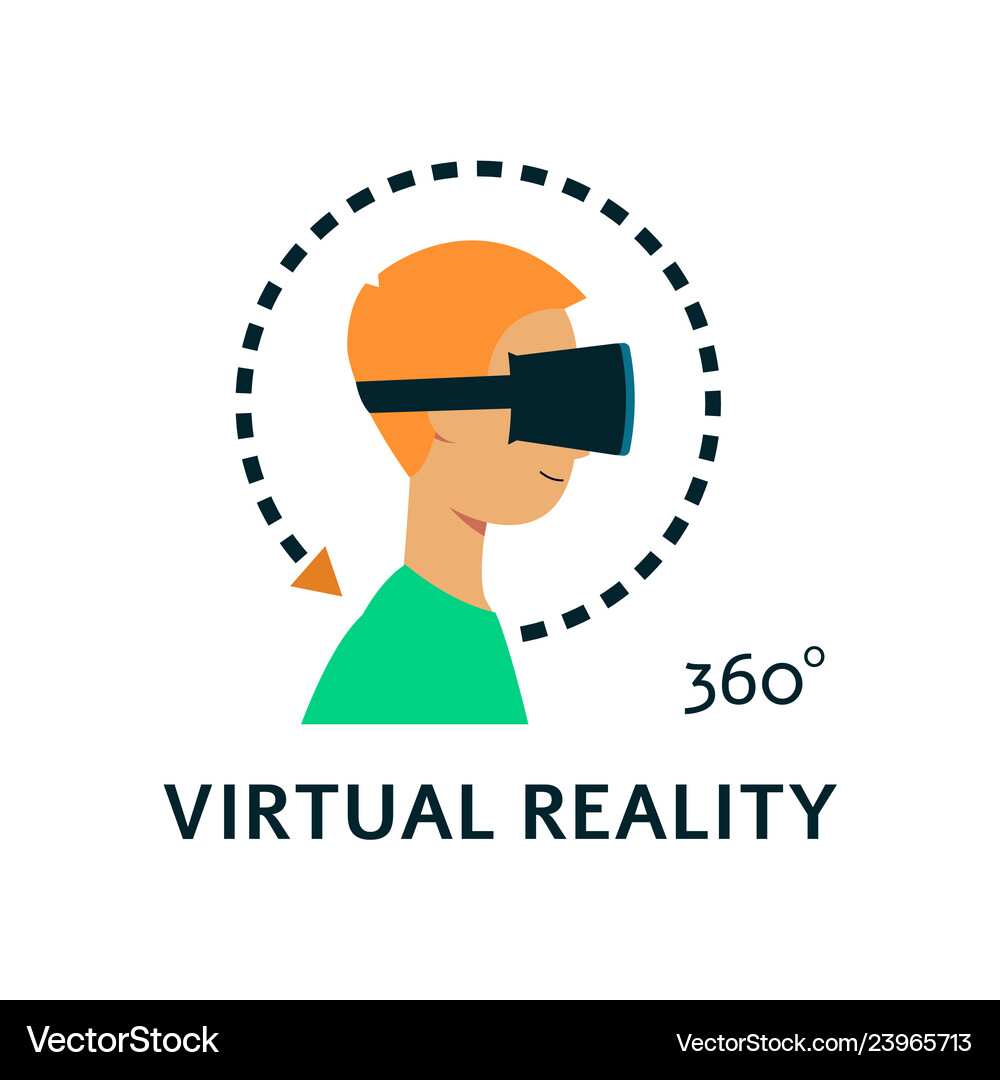 Flat young man in virtual reality headset Vector Image