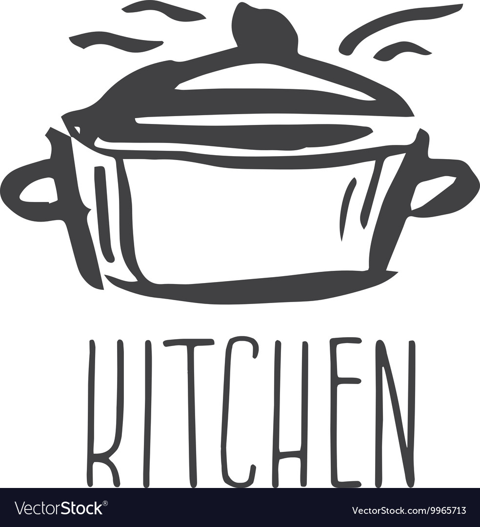 Hand drawn logo with kitchen pan