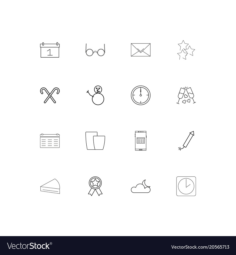 Holidays simple linear icons set outlined