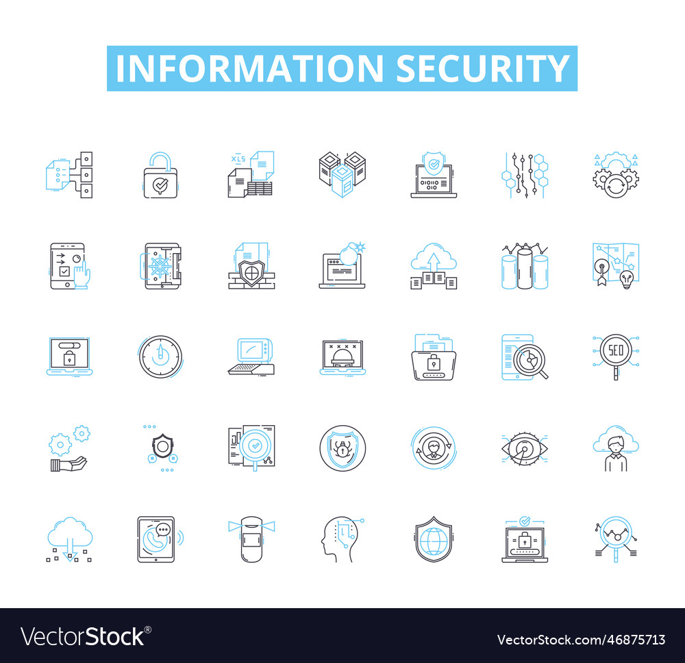 Information security linear icons set encryption vector image Information security linear icons set encryption