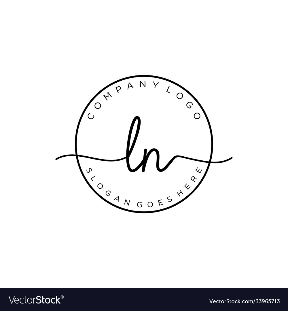 Initial ln handwriting logo with circle template