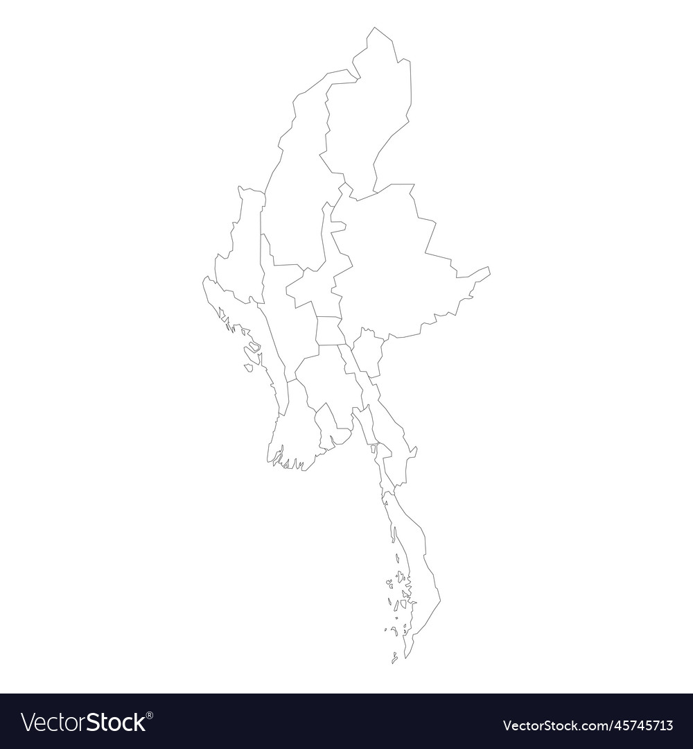 Myanmar political map of administrative divisions