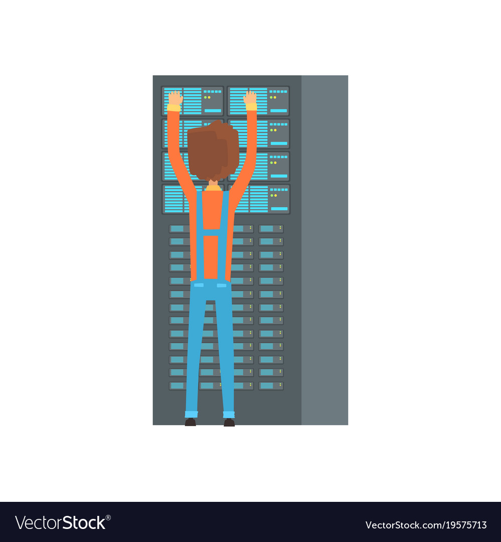 Network engineer administrator working in data