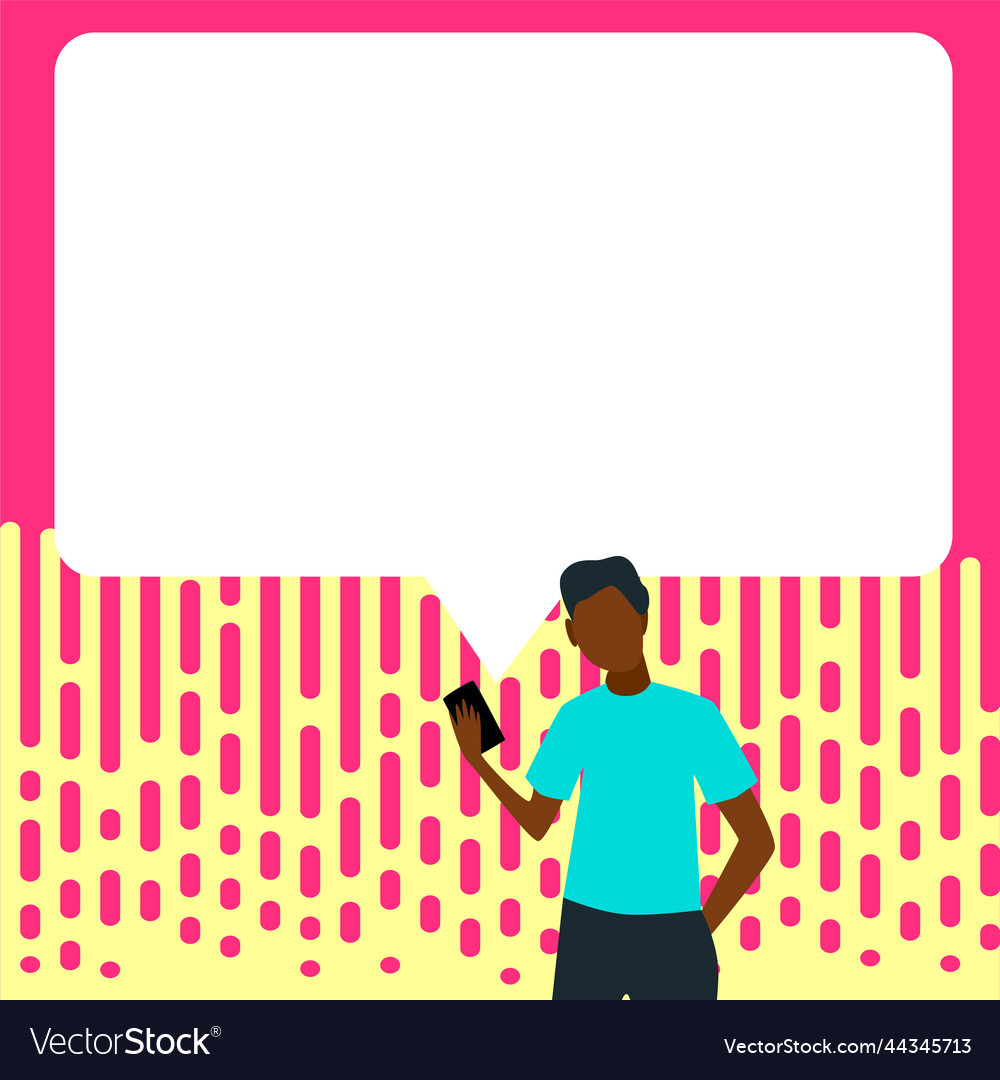 Presenter with conversation bubble showing new vector image Presenter with conversation bubble showing new