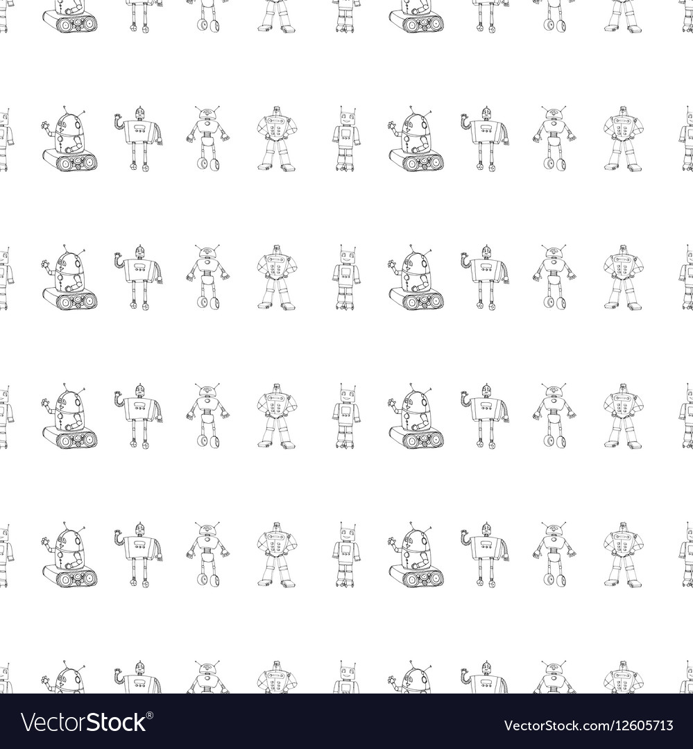 Robot doodles pattern