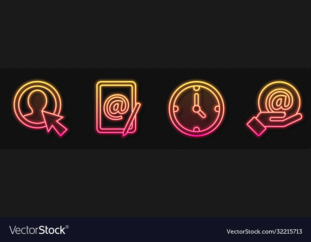Set line clock create account screen mail and e vector image Set line clock create account screen mail and e