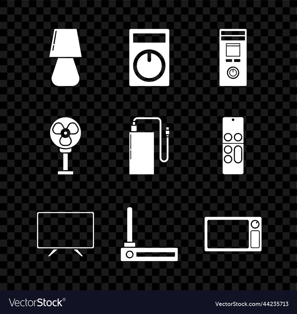 Set table lamp remote control smart tv router vector image Set table lamp remote control smart tv router