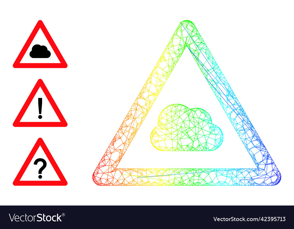 Spectrum gradient net mesh cloud warning icon vector image Spectrum gradient net mesh cloud warning icon