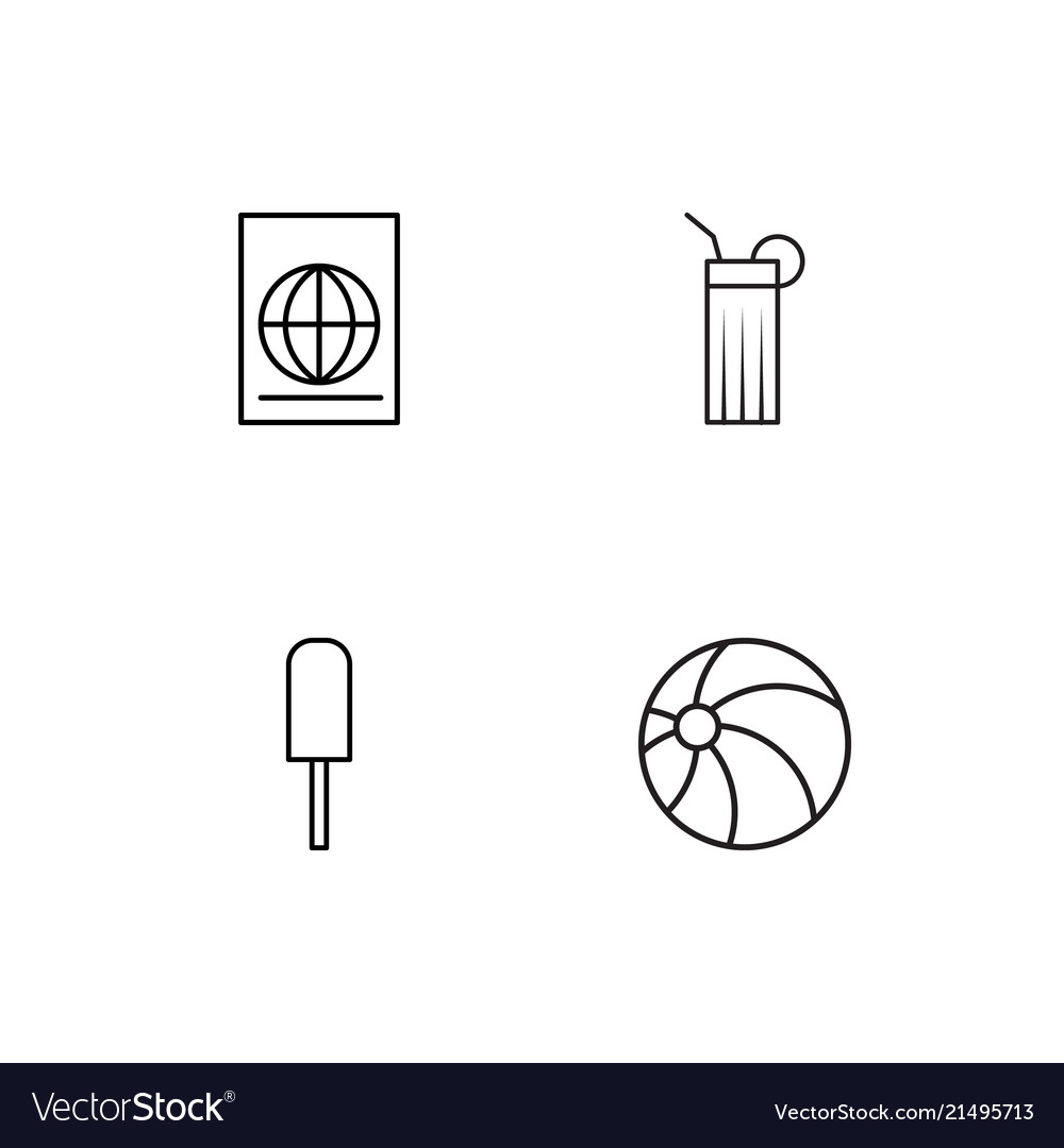 Summer linear icons set simple outline