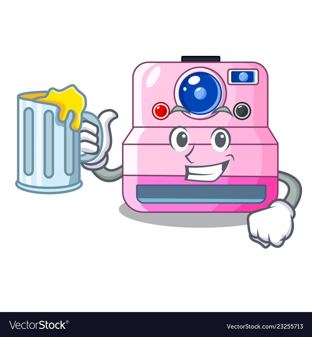 With juice instant camera in a shape character Vector Image With juice instant camera in a shape character