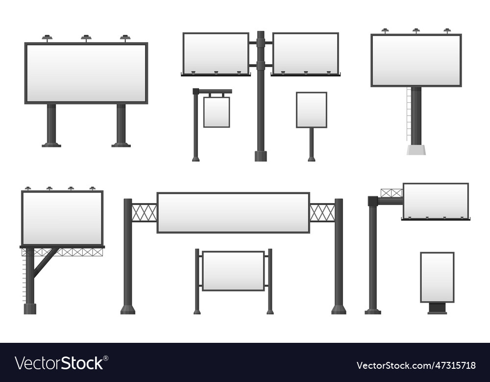 Billboard blank set empty isolated vector image Billboard blank set empty isolated