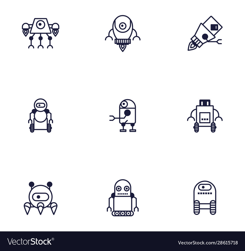Bundle robots cyborg set icons