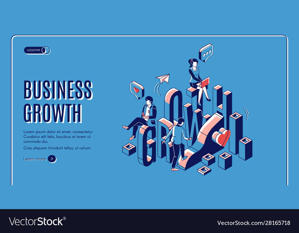 Business Growth Startup Boost Isometric Landing Vector Image