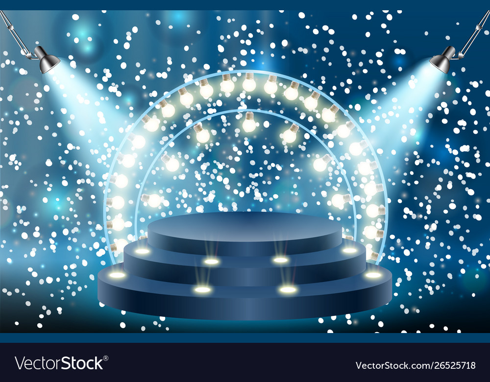 Colorful illuminated podium for awards Royalty Free Vector