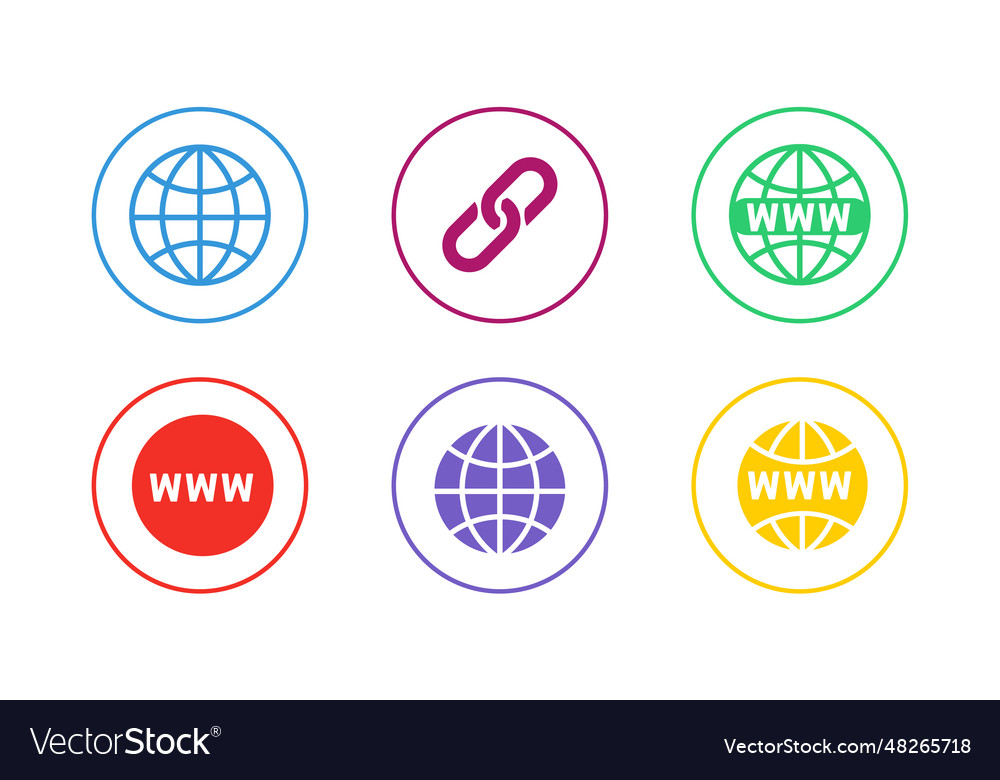 Colorful website url icon set