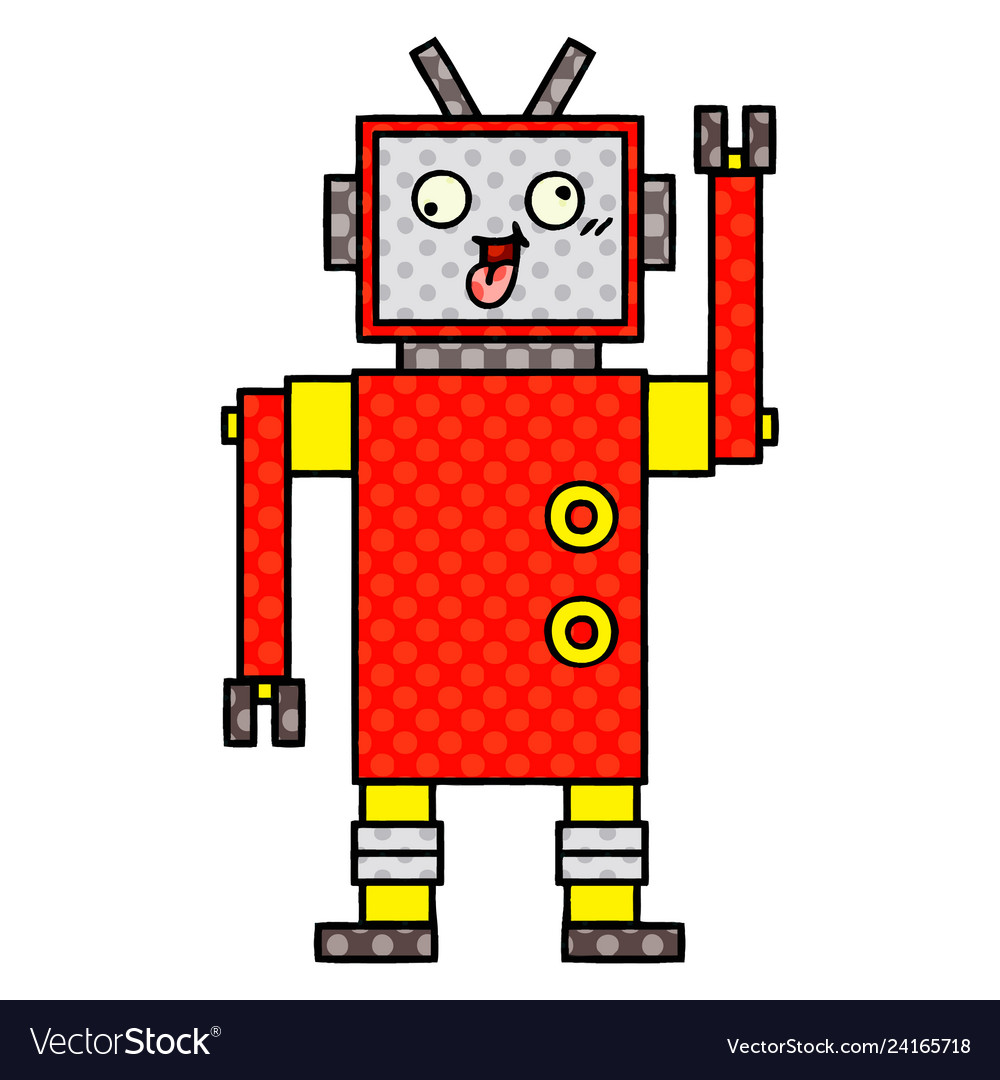 Comic book style cartoon crazy robot Royalty Free Vector