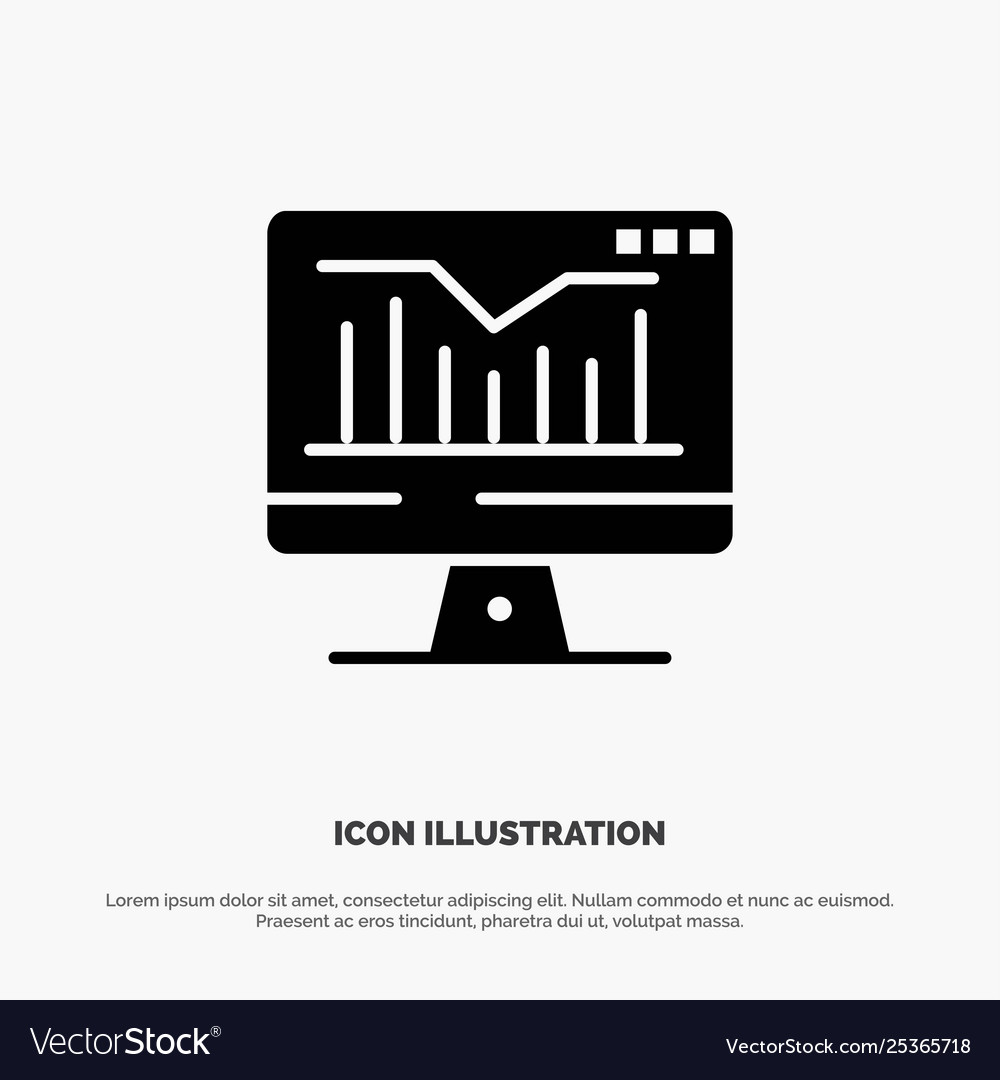 Computer static graph monitor solid black glyph