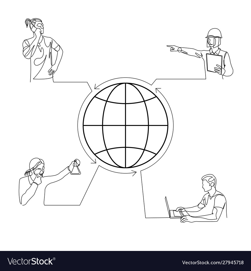 Continuous one line specialists from various vector image Continuous one line specialists from various