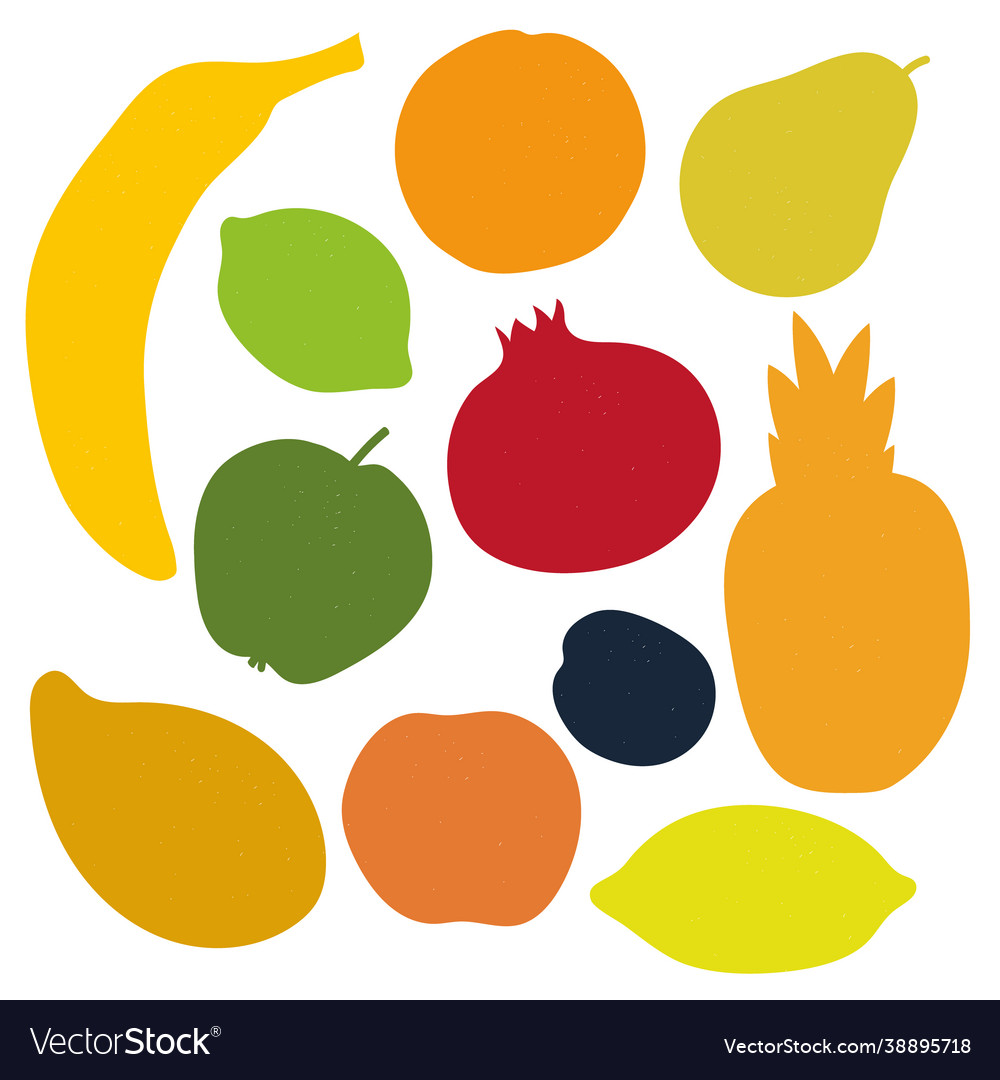 Fruit Silhouettes Set Isolated Objects On White Vector Image