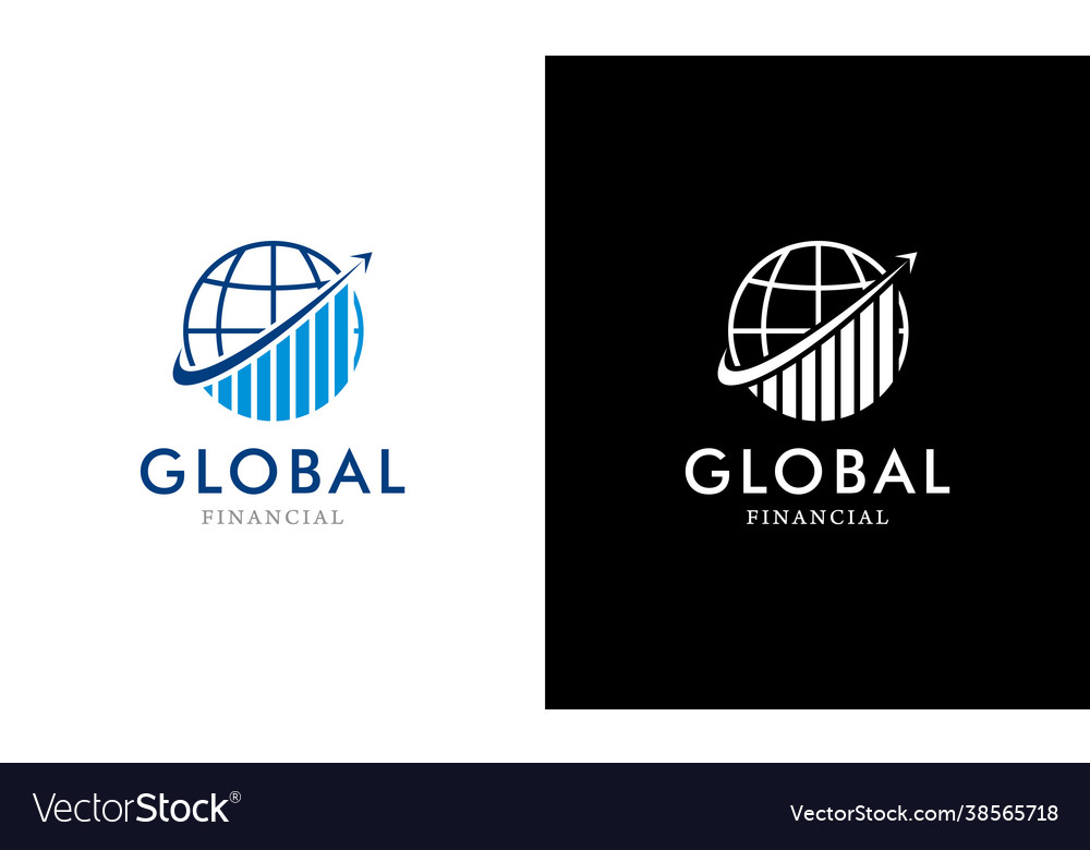 Global finance in globe rotate arrow logo concept