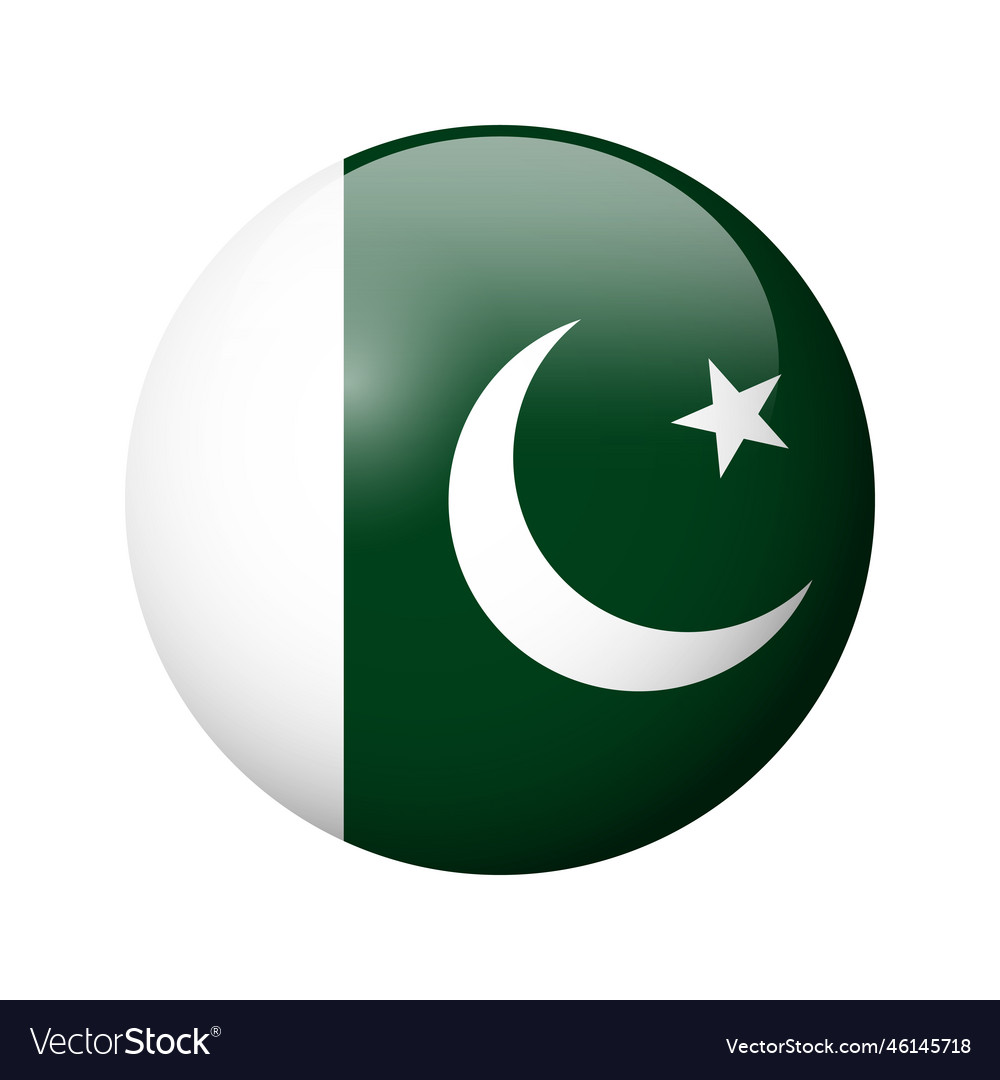 Glossy circle badge flag of pakistan