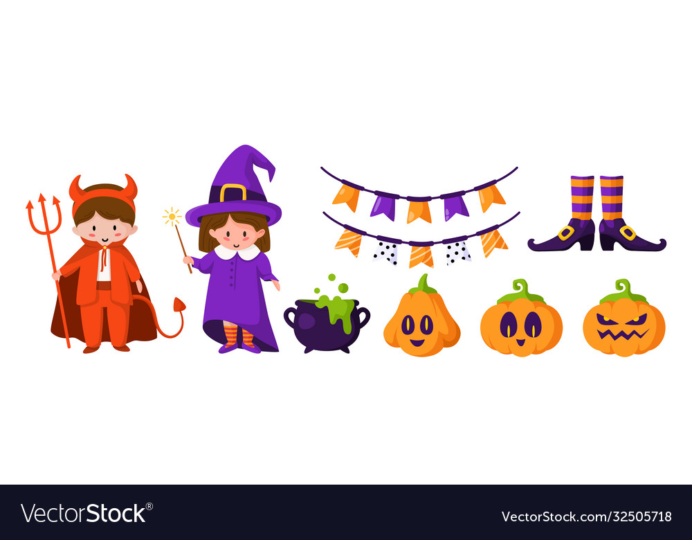 Halloween cartoon cute isolated items Royalty Free Vector Halloween cartoon cute isolated items Royalty Free Vector