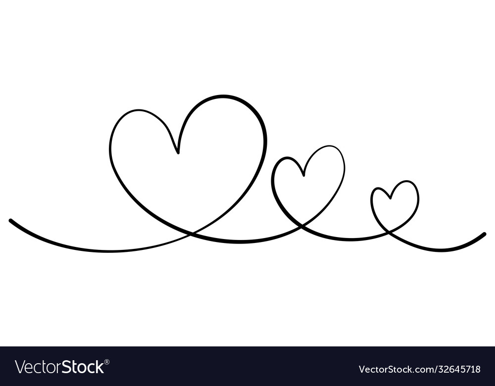 Hand drawn continuous line drawing hearts Vector Image