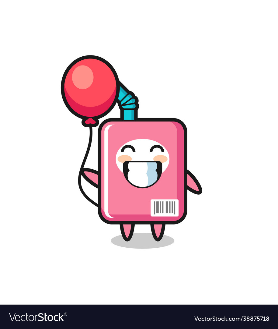 Milk box mascot is playing balloon