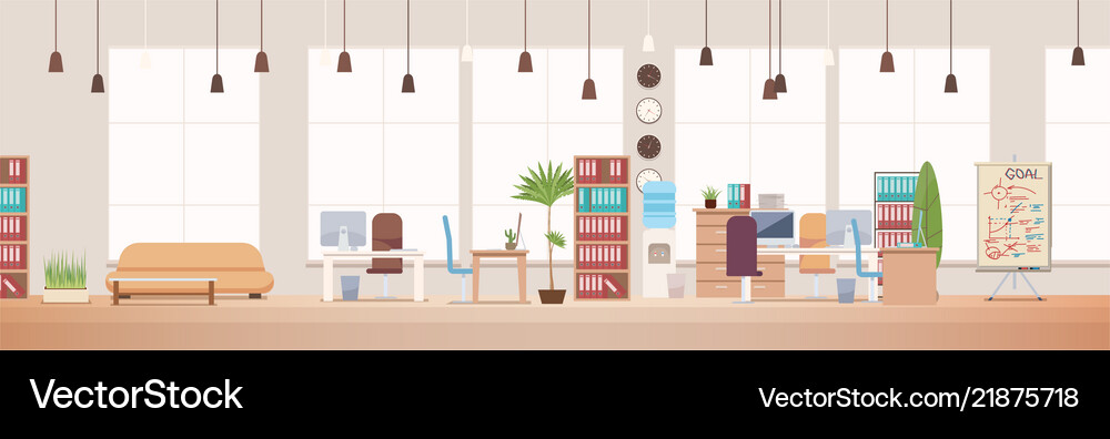 Office interior coworking workspace Royalty Free Vector