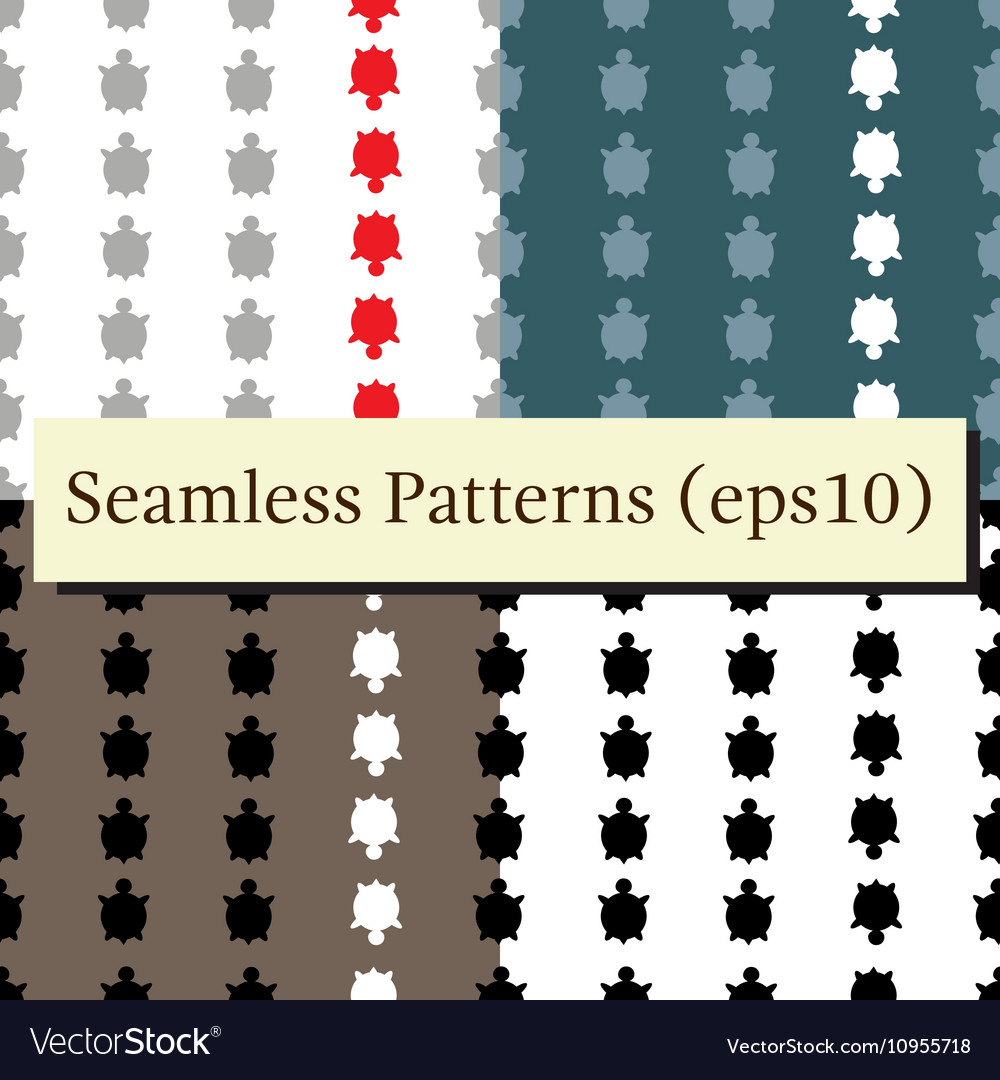 Seamless turtle patterns set