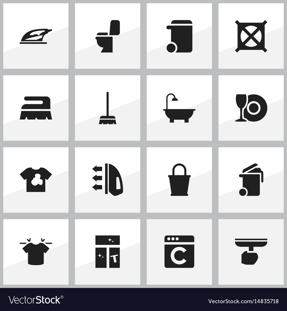 Set of 16 editable cleanup icons includes symbols