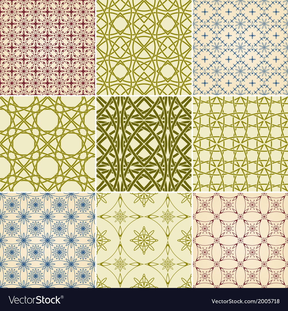 Set of nine seamless patterns