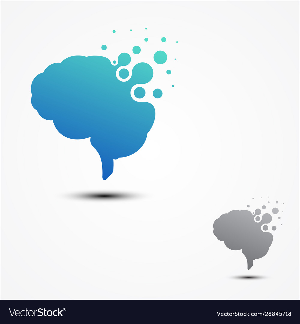 Simple brain pixel design in flat style