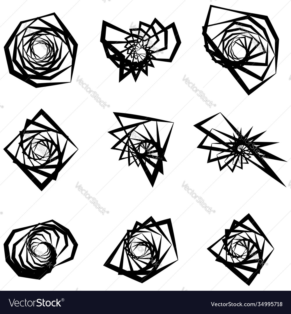 Spiral swirl twirl element set abstract vector image Spiral swirl twirl element set abstract