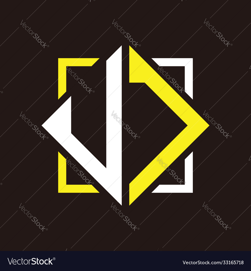 U j initials quadrangle monogram with square