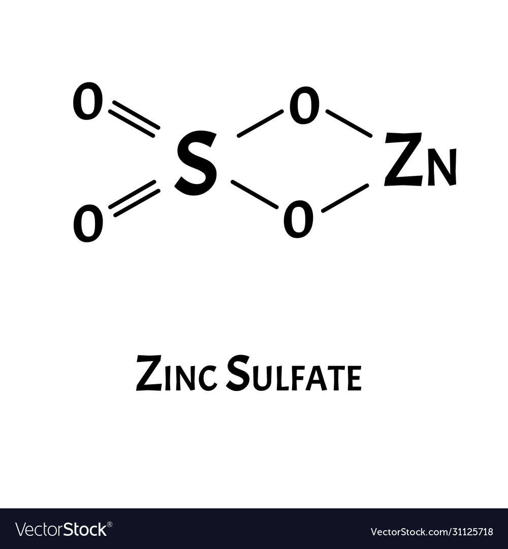 Zinc sulfate is a molecular chemical formula Vector Image