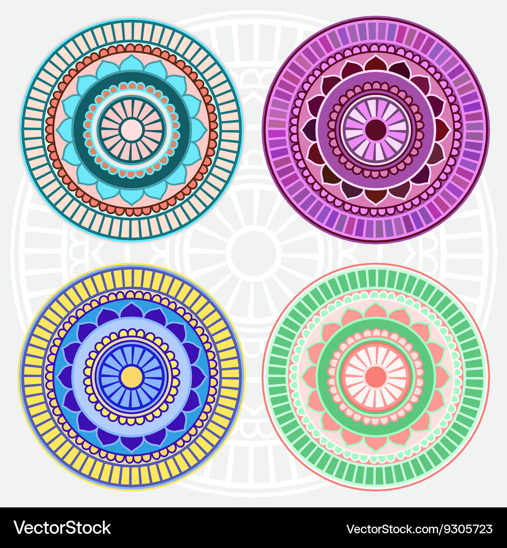 Colored mandala set Royalty Free Vector Image - VectorStock