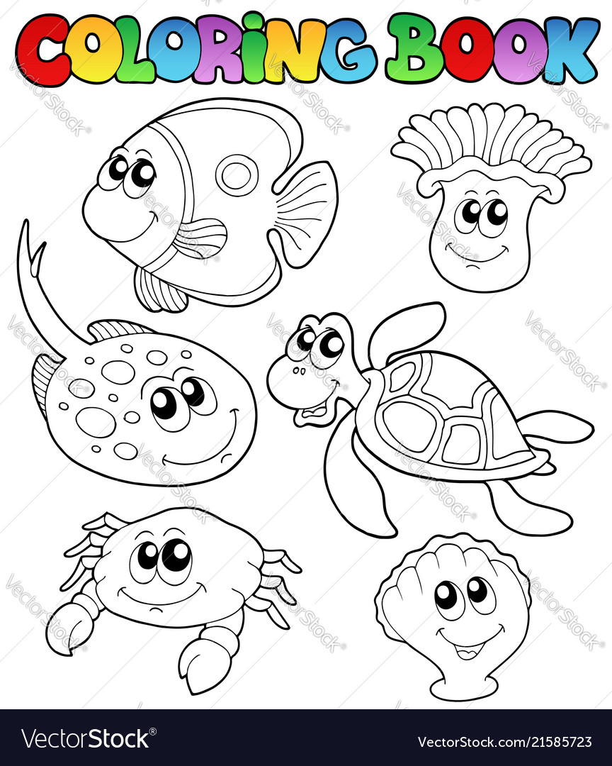 Coloring book with marine animals 3 Royalty Free Vector Coloring book with marine animals 3 Royalty Free Vector