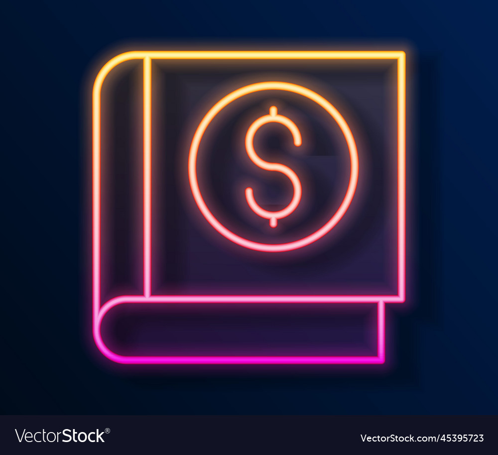 Glowing neon line financial book icon isolated