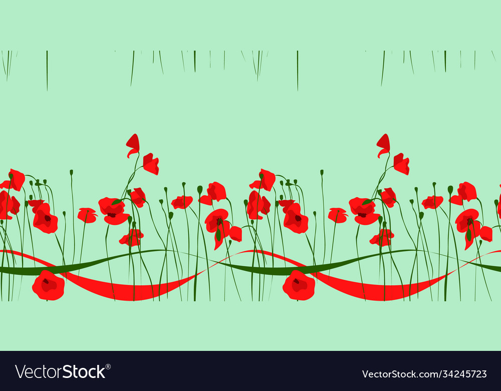 Horizontal seamless pattern with poppies vector image Horizontal seamless pattern with poppies