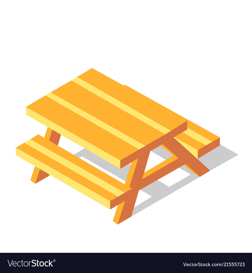 Picnic table isometric Royalty Free Vector Image