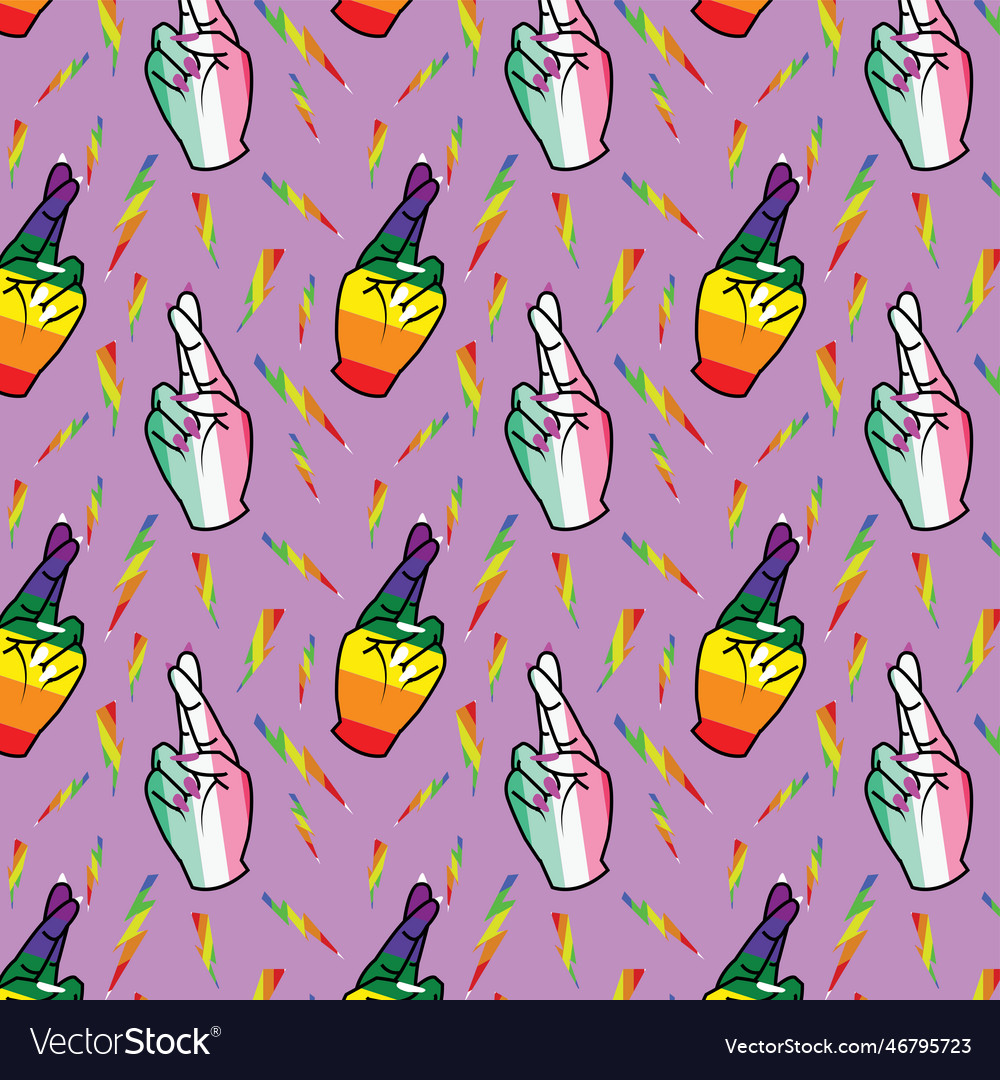 Pride Handzeichen Donnersymbole nahtloses Muster vector image Pride Handzeichen Donnersymbole nahtloses Muster