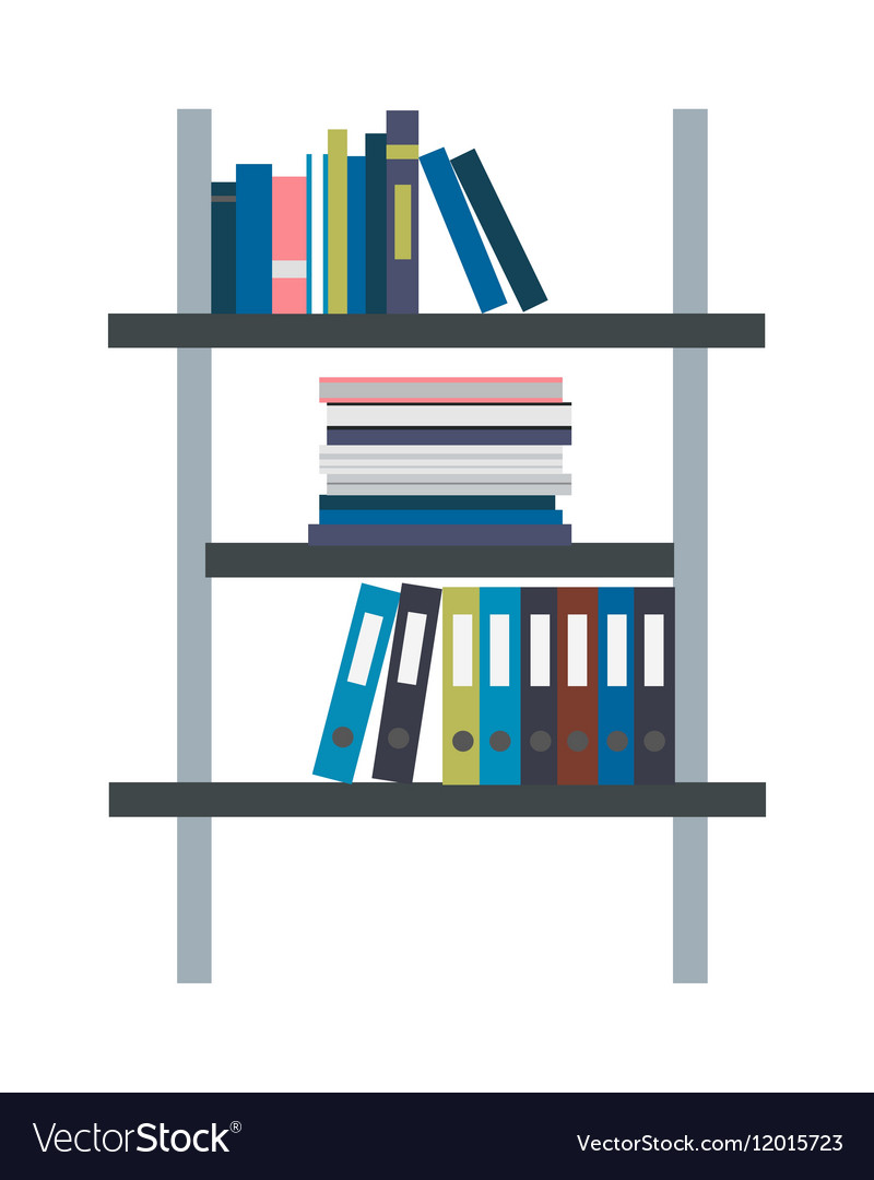 Rack with binders in flat design