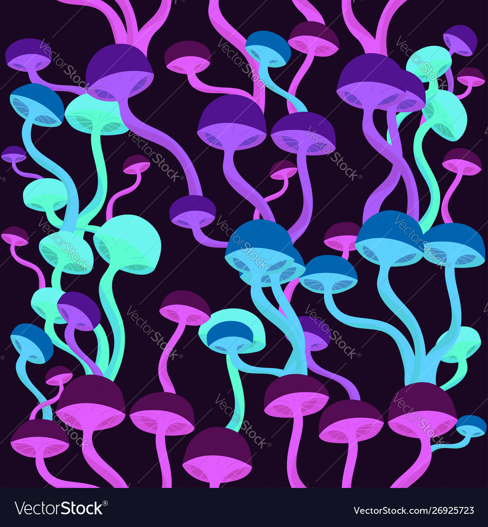 Seamless pattern with toxic mushrooms graphics