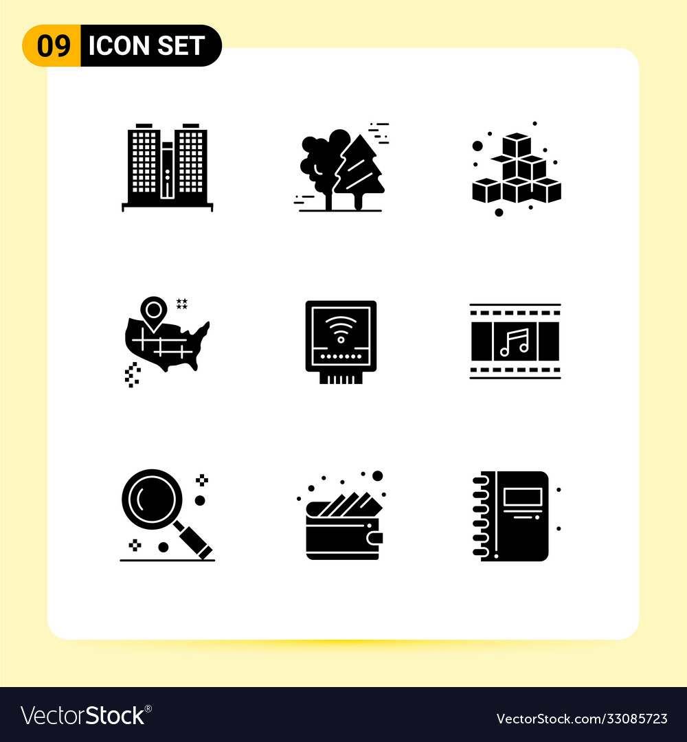 Set 9 solid glyphs on grid for detector map